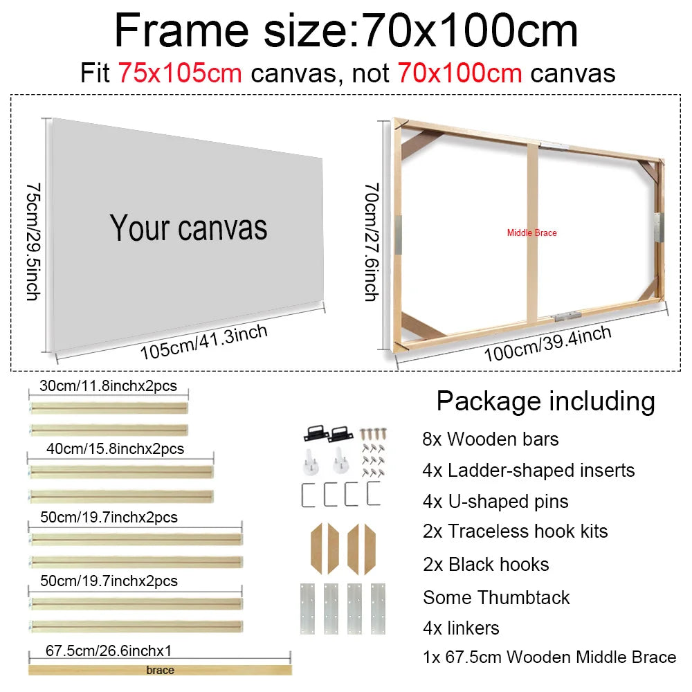Various Sizes Canvas Frame Wooden Frames Natural Wooden Photo