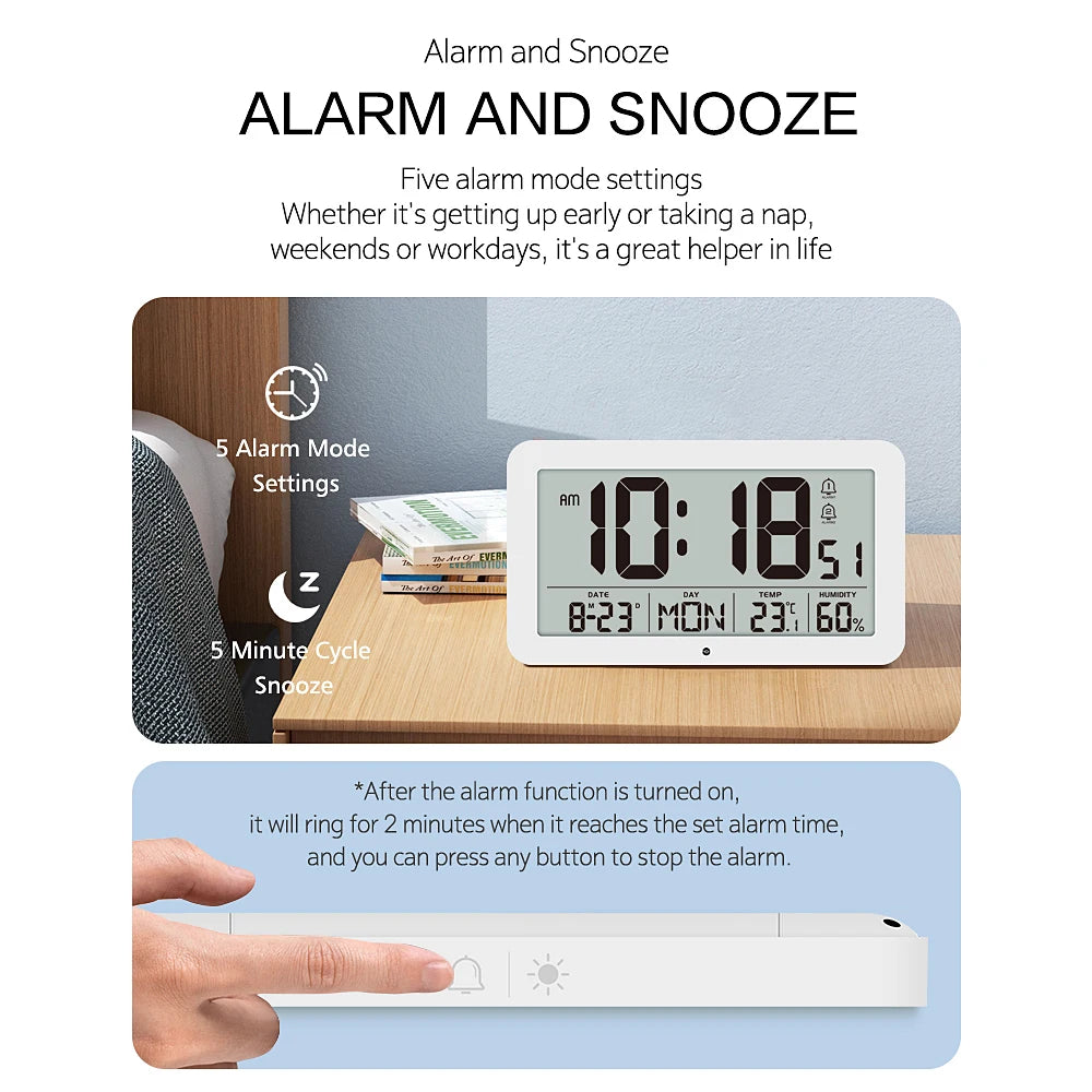 Large Digital Wall Clock with Temperature