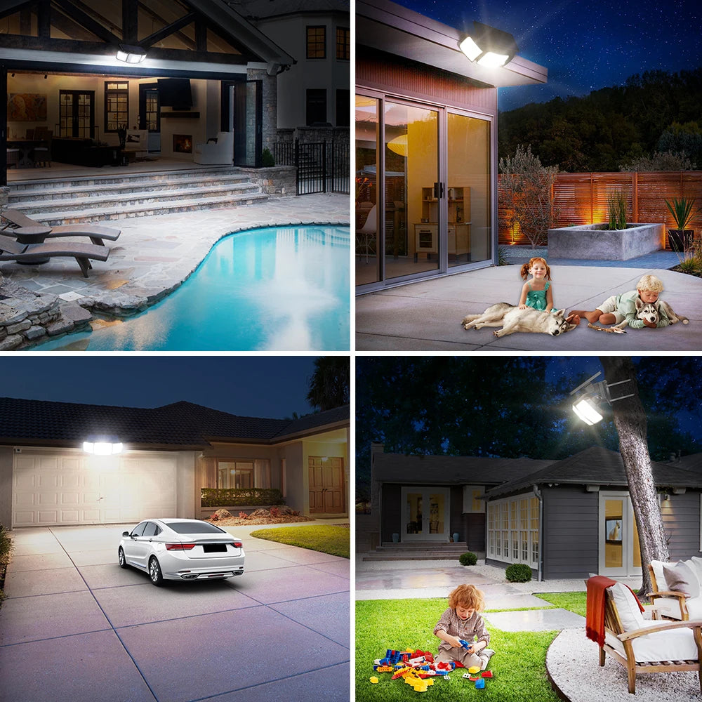 intelamp 6000mah Light All Night Outdoor Solar Lights With 3 Modes Two