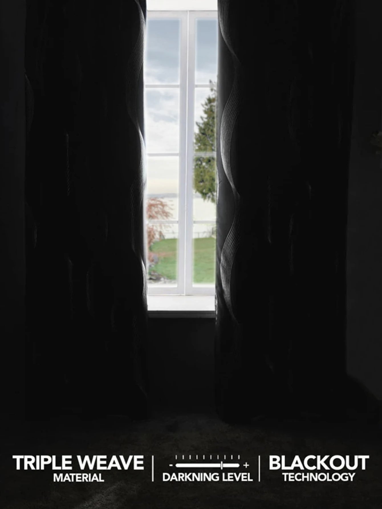 1pc High Precision Silver Embossed Wave Pattern Blackout Curtains