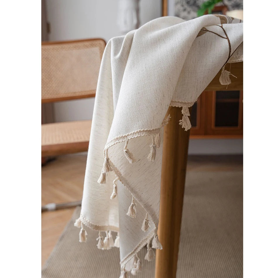 Nordic Style Tassels Cotton Linen Tablecloth,Modern Simplicity