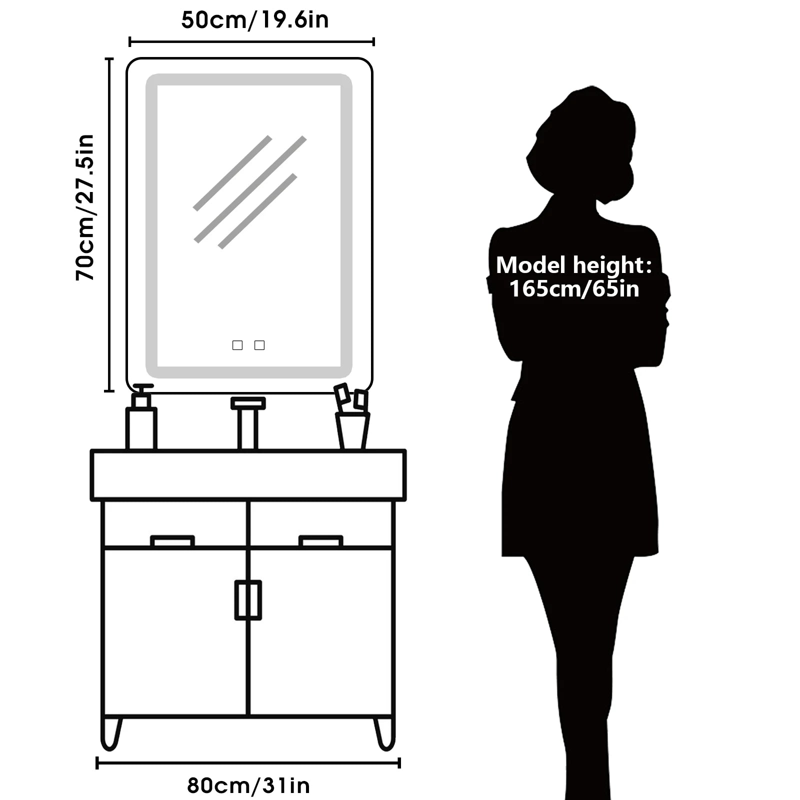 50x70 Backlit Bathroom Mirror