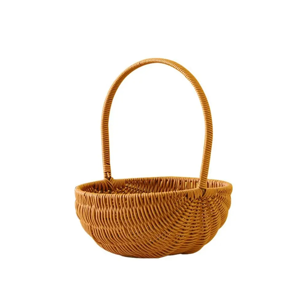 Woven Rattan Storage Basket with Handle