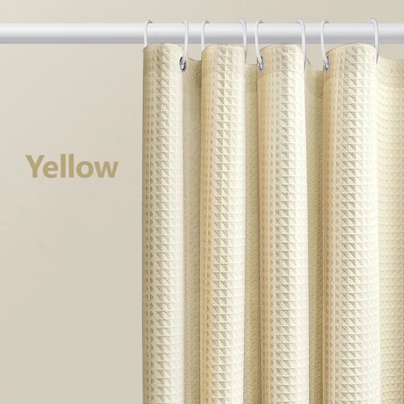 Thickened Waffle Solid Color Shower Curtain, Non-porous Double-sided