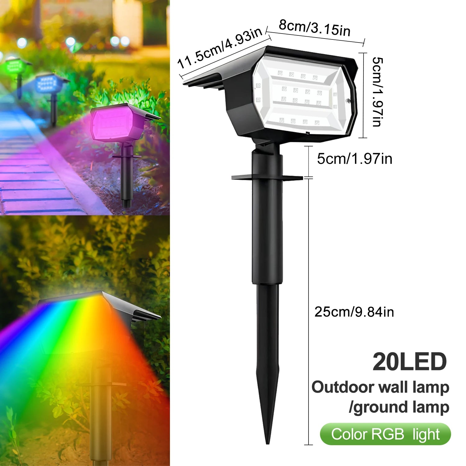 RGB Solar Landscape Spotlight 2 in 1