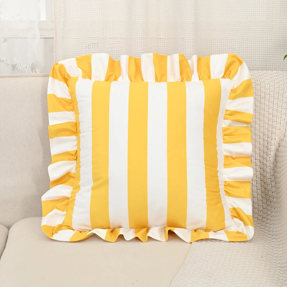 1PC Striped Lace Velvet Pillowcase 18X18Inch Pillowcases Soft Cozy