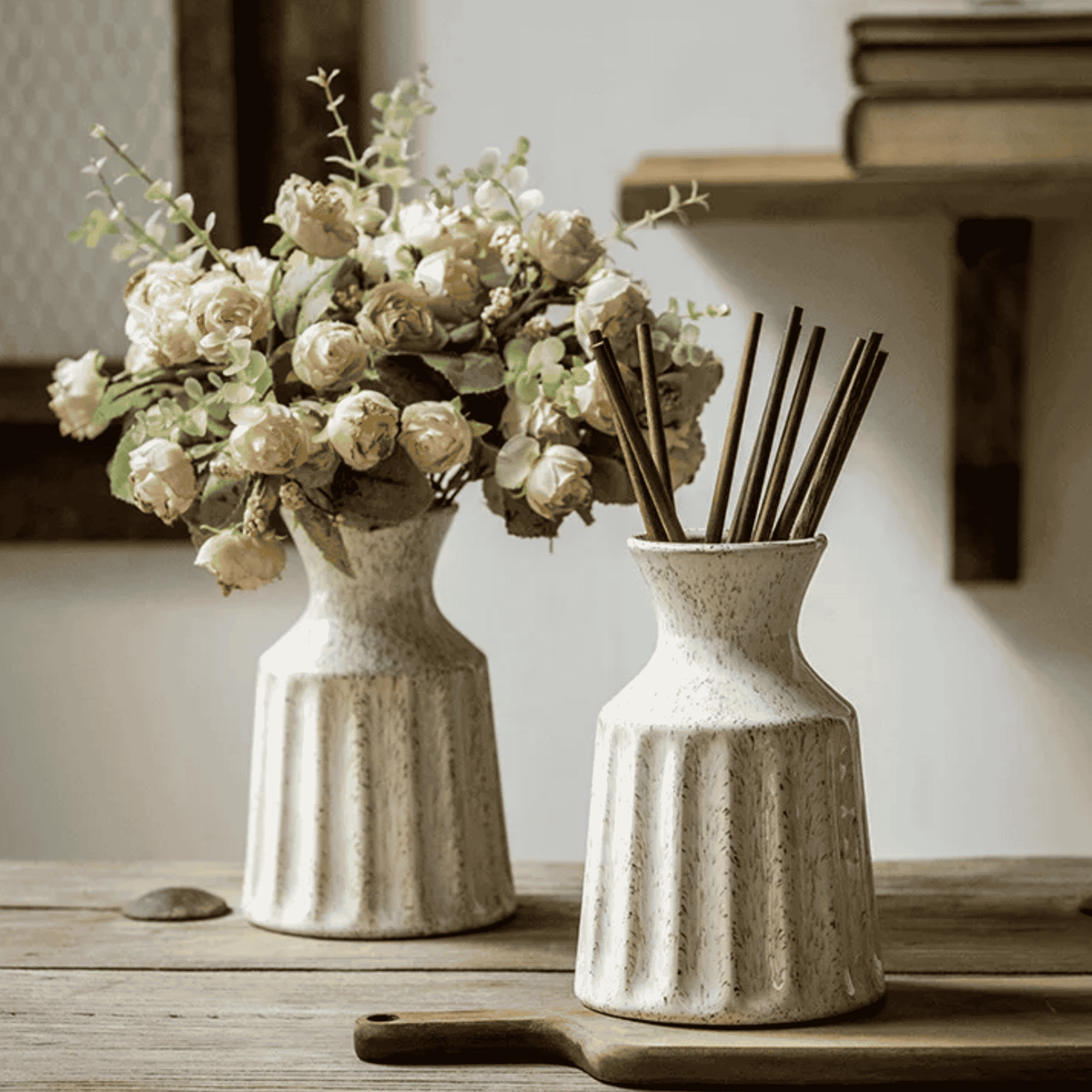 Vintage Glazed Ceramic Vase, Small Rustic Flower Vase