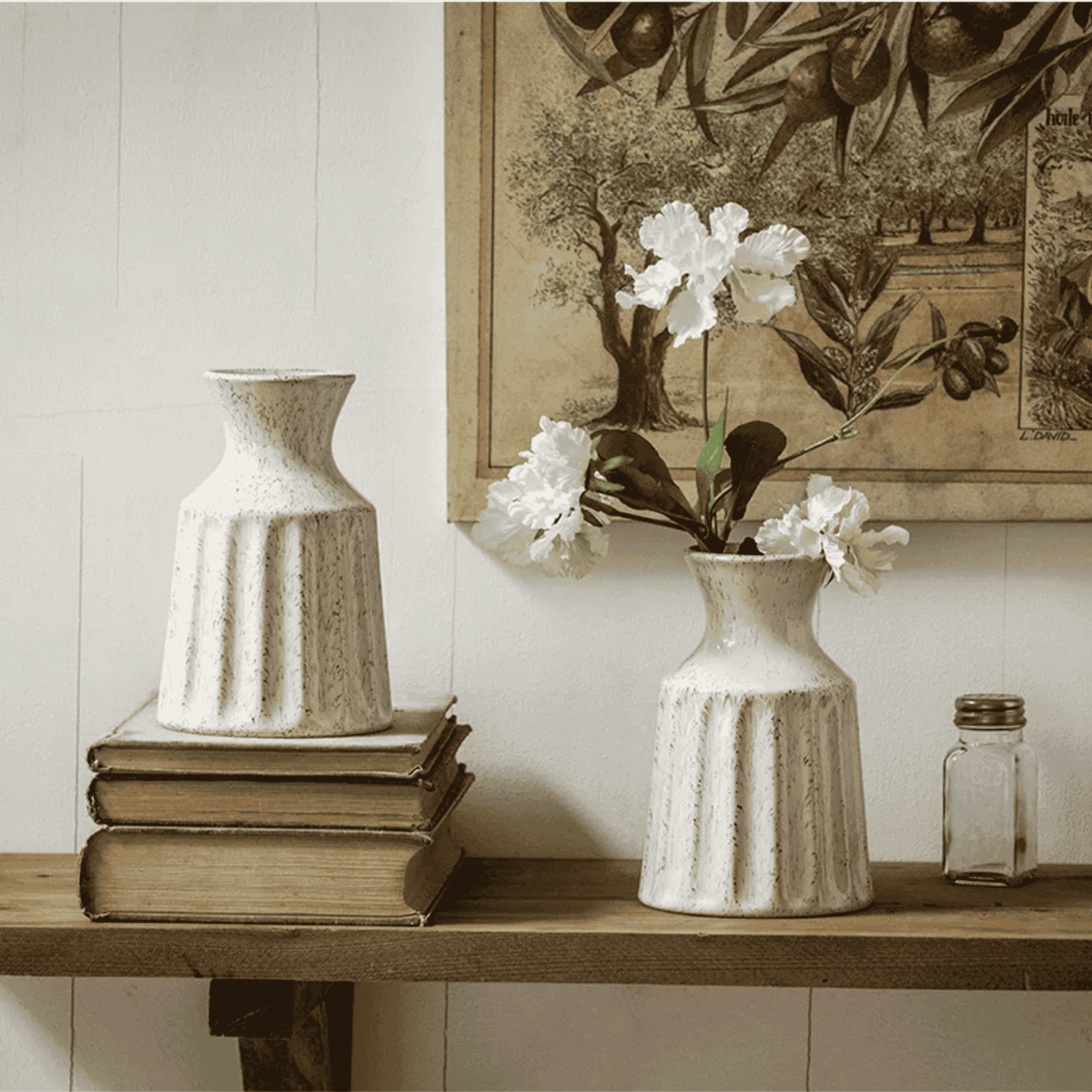 Vintage Glazed Ceramic Vase, Small Rustic Flower Vase