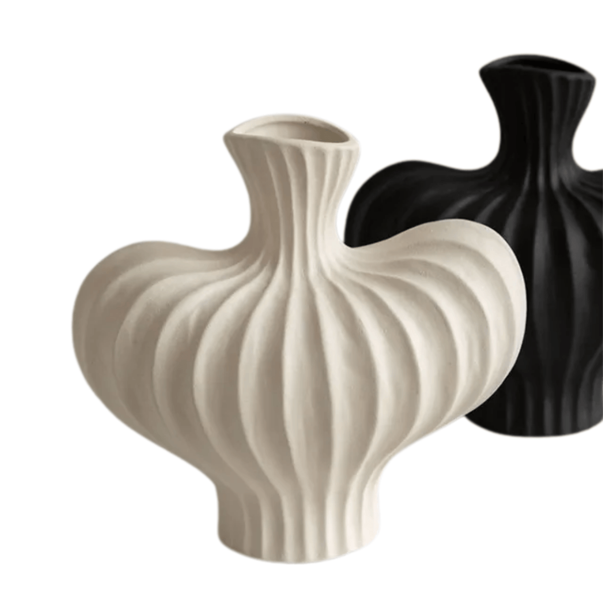 Minimalist Round Vase, Lightweight Matte White or Black