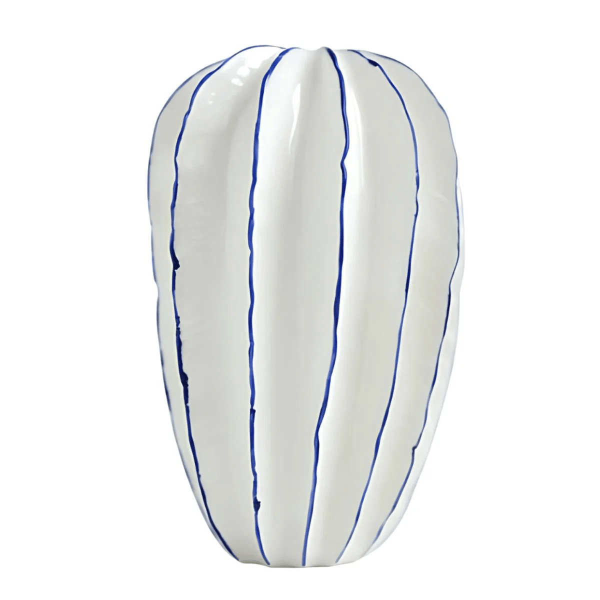 Star Fruit Shaped Porcelain Vase, Handmade Ribbed Vase