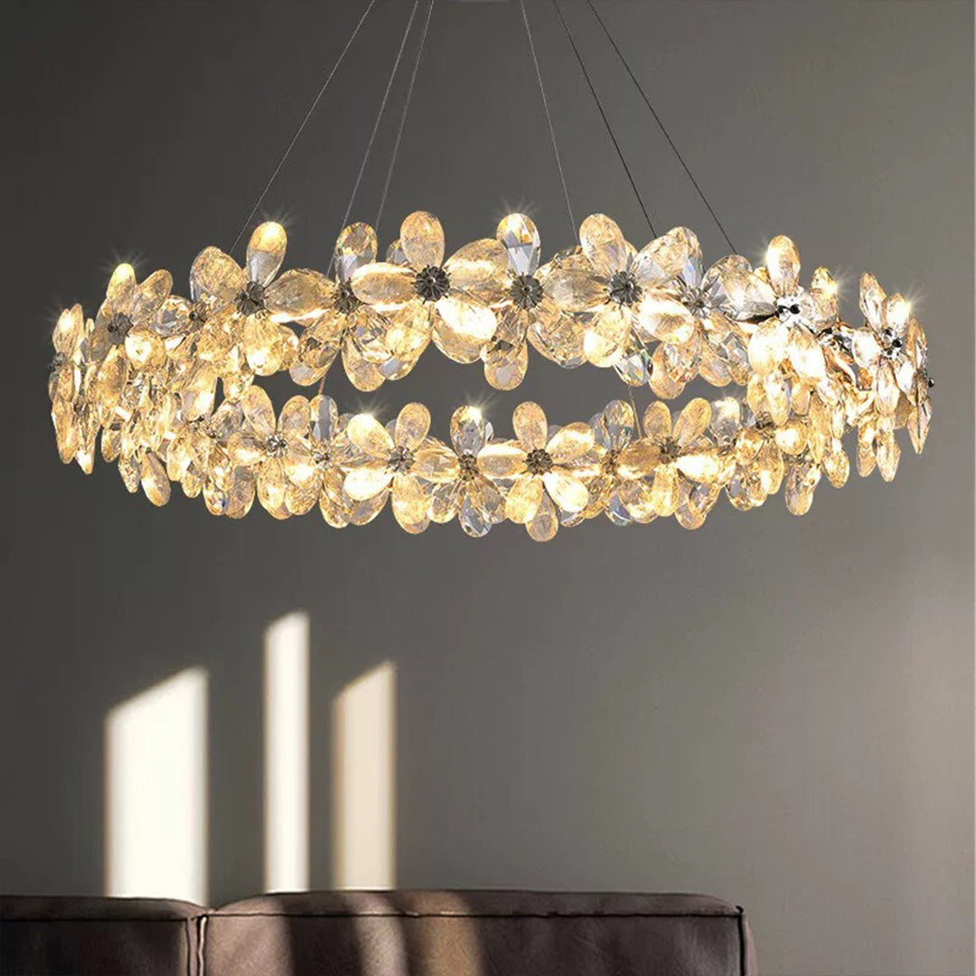 Flower Garland Crystal Chandelier, Chrome K9 Crystal Ceiling Light 4