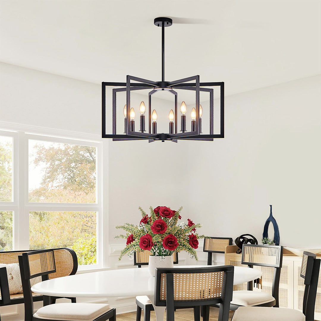 Open Frame Iron Candle Chandelier, Industrial Ceiling Light 3