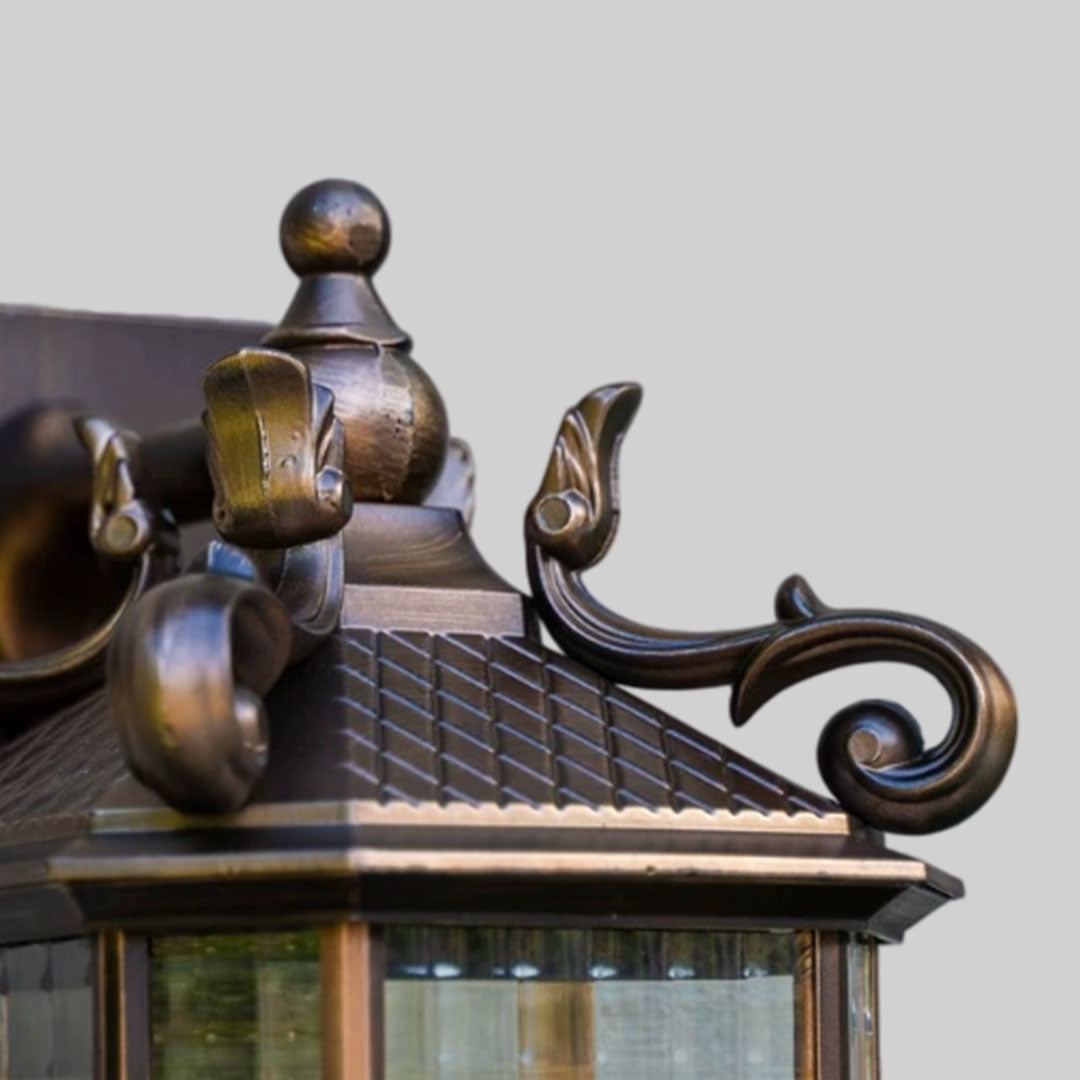 Heritage Lantern Outdoor Wall Light, Bronze Garden Sconce