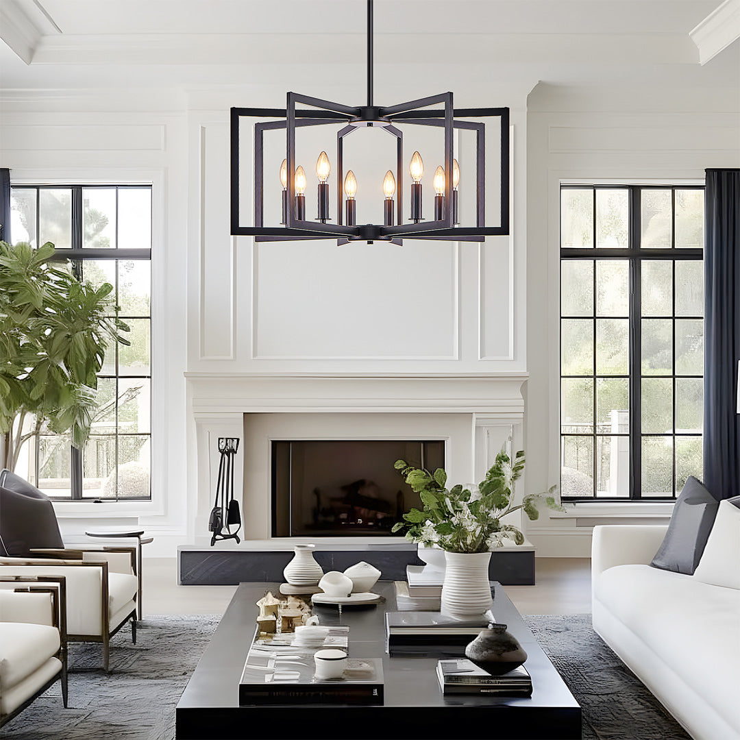 Open Frame Iron Candle Chandelier, Industrial Ceiling Light 4
