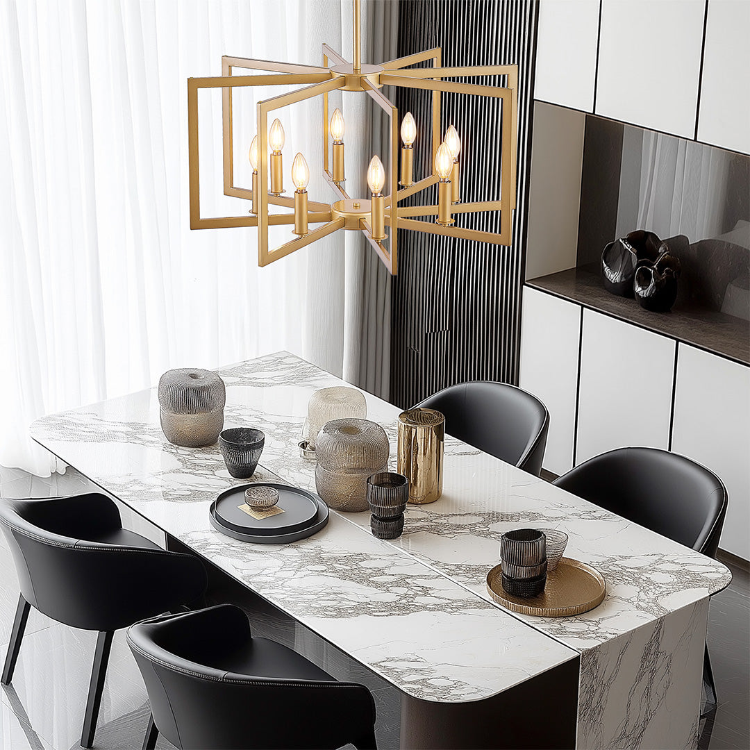 Open Frame Iron Candle Chandelier, Industrial Ceiling Light 10