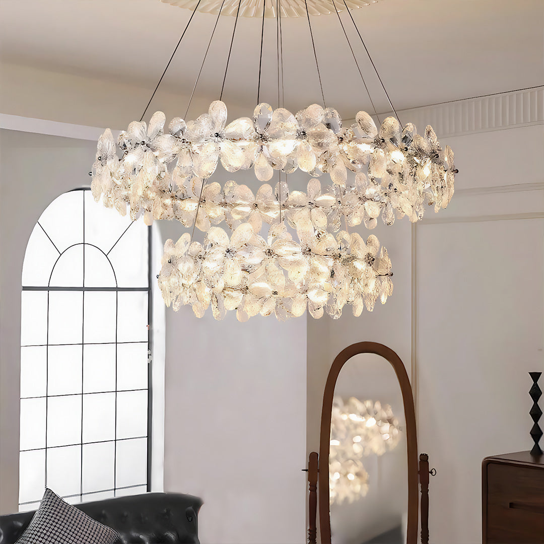 Flower Garland Crystal Chandelier, Chrome K9 Crystal Ceiling Light 3