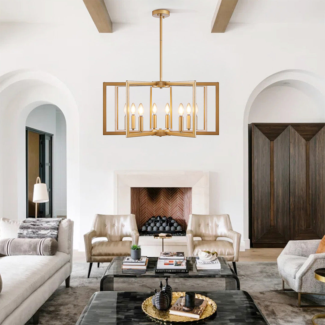 Open Frame Iron Candle Chandelier, Industrial Ceiling Light 9