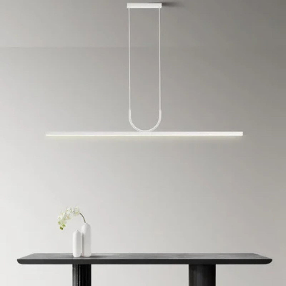 White Wave Linear LED Pendant Light, Minimalist Curve