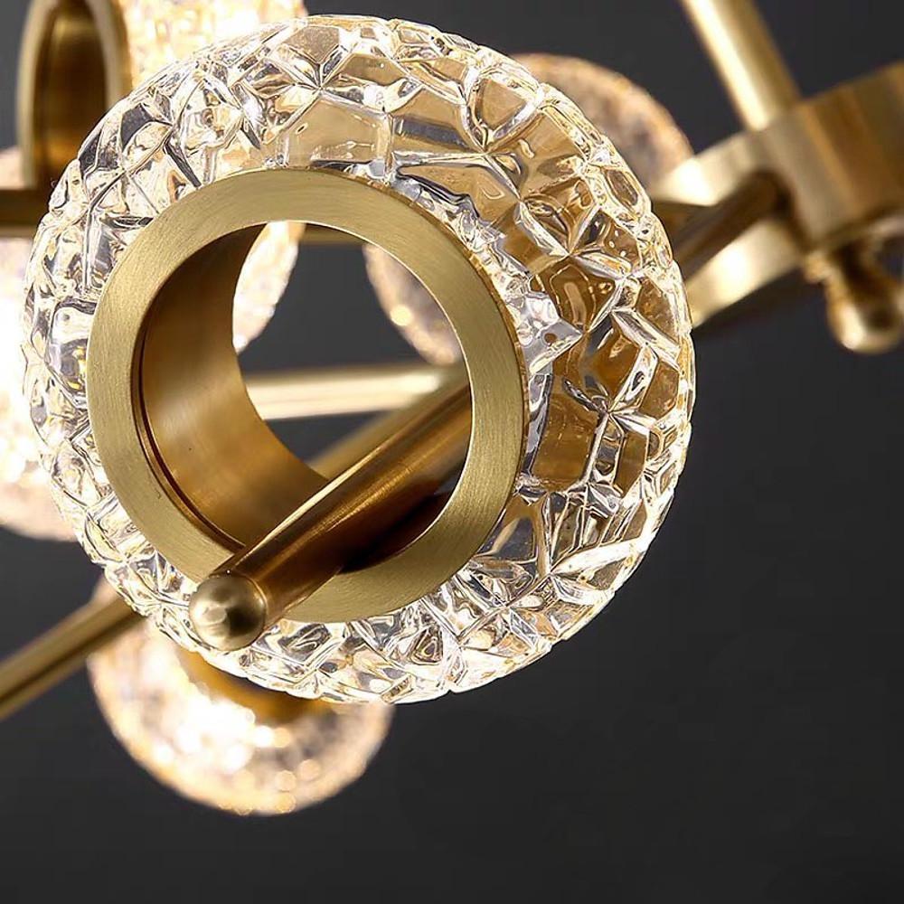 Brass Halo Crystal Chandelier, Gold Sputnik Ceiling Light 15