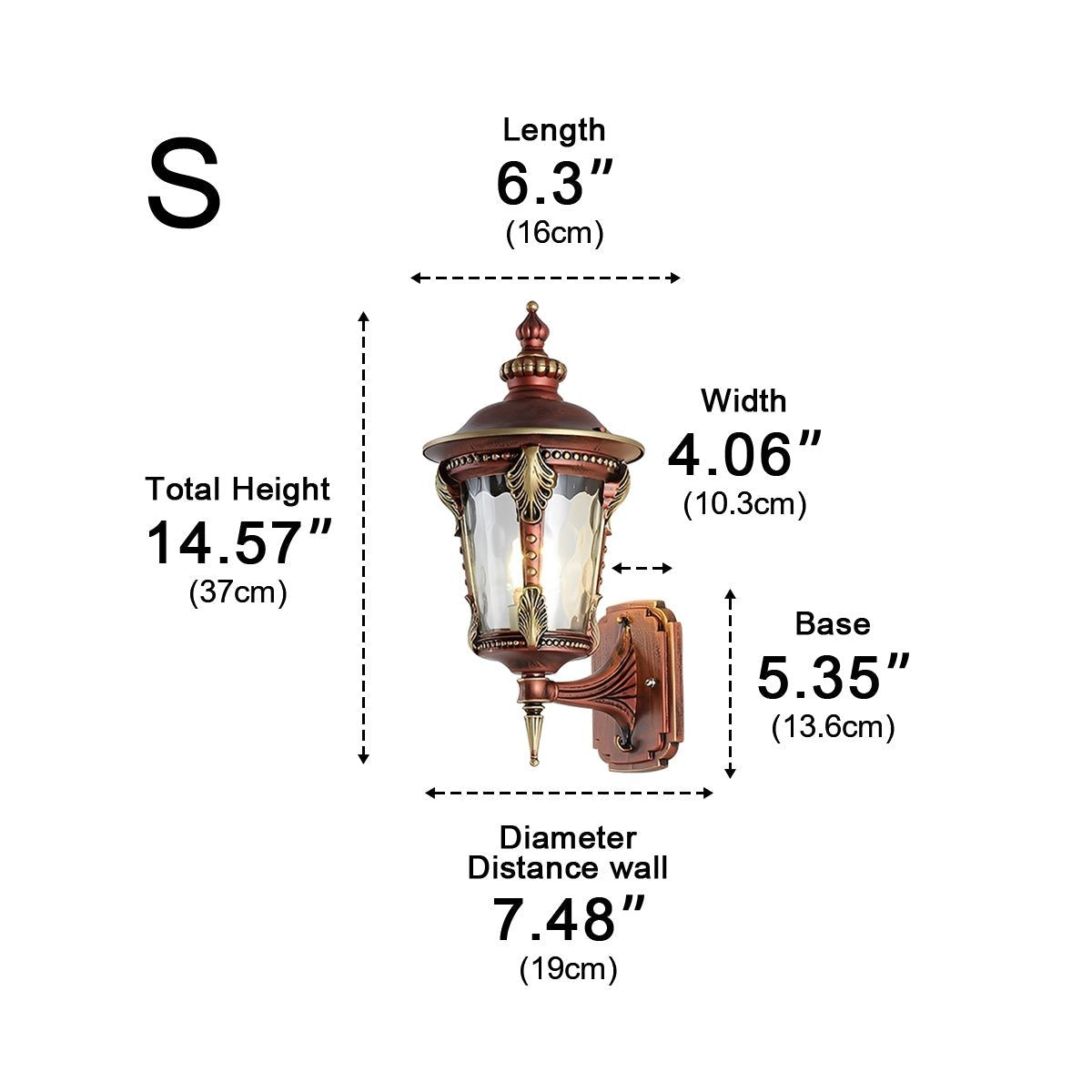 Acanthus Leaf Lantern Porch Light, Red Brown Cast Aluminum Sconce 11