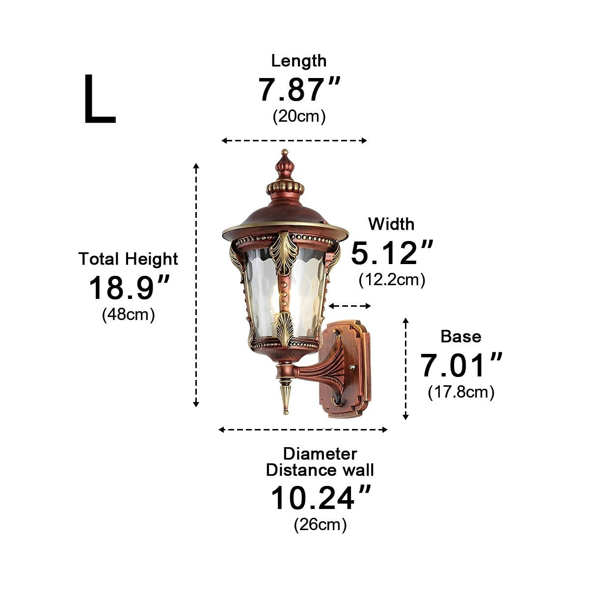 Acanthus Leaf Lantern Porch Light, Red Brown Cast Aluminum Sconce 12