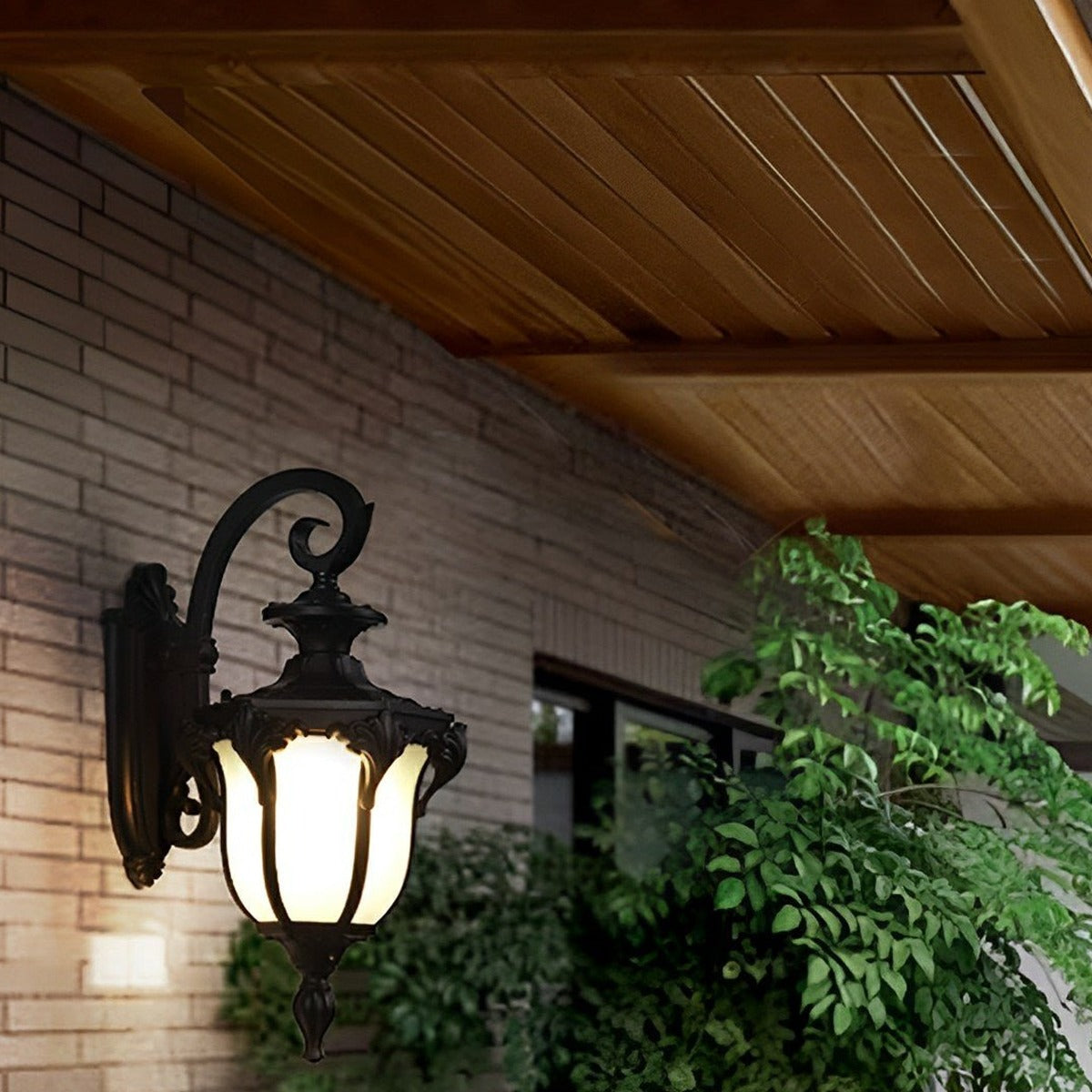 Acanthus Tulip Lantern Wall Light, Cast Aluminum Porch Sconce