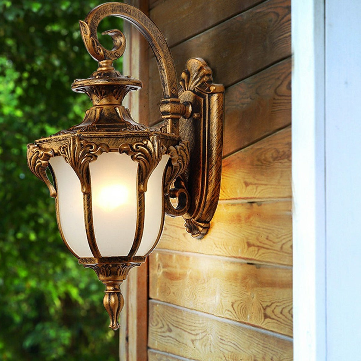 Acanthus Tulip Lantern Wall Light, Cast Aluminum Porch Sconce 2