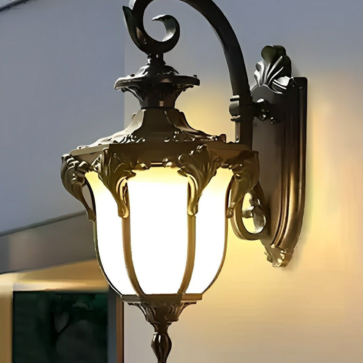 Acanthus Tulip Lantern Wall Light, Cast Aluminum Porch Sconce 4