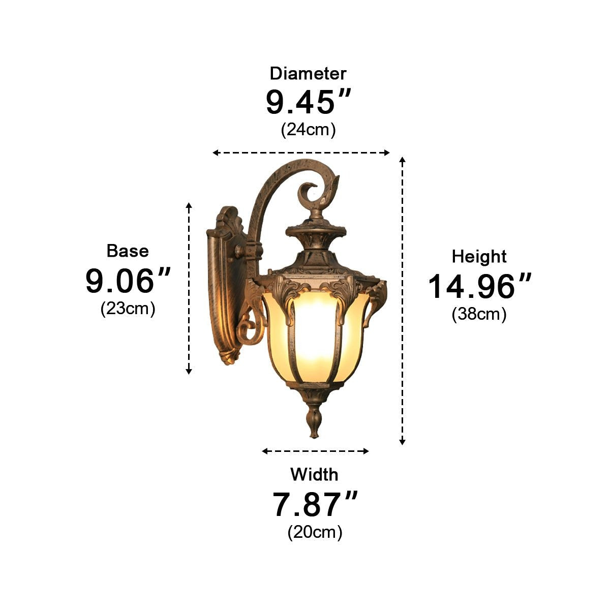 Acanthus Tulip Lantern Wall Light, Cast Aluminum Porch Sconce 8
