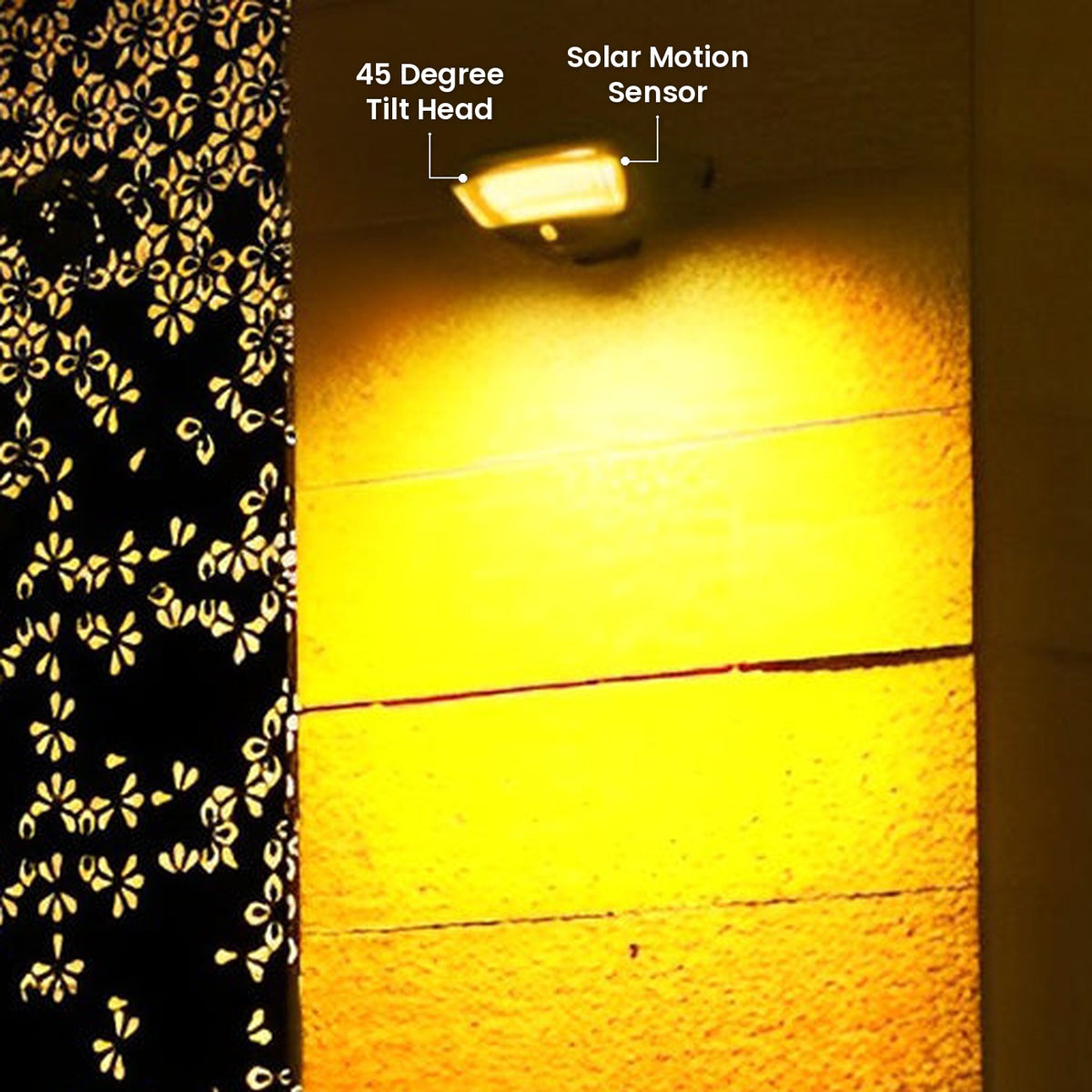 Adjustable Motion Solar Wall Light: 45 Degree Tilt Head, Solar Motion Sensor