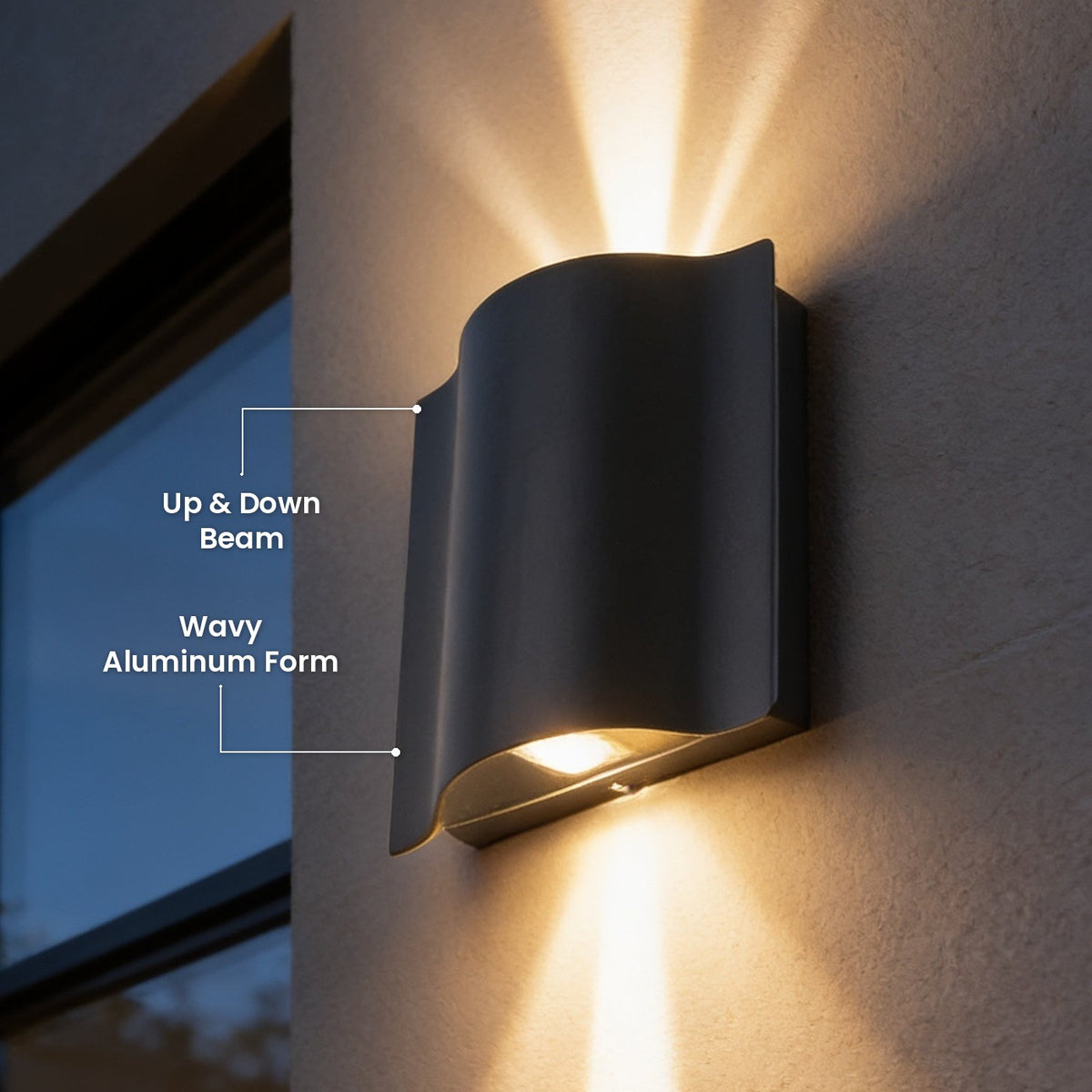 Wavy Beam Wall Light: Up & Down Beam, Wavy Aluminum Form