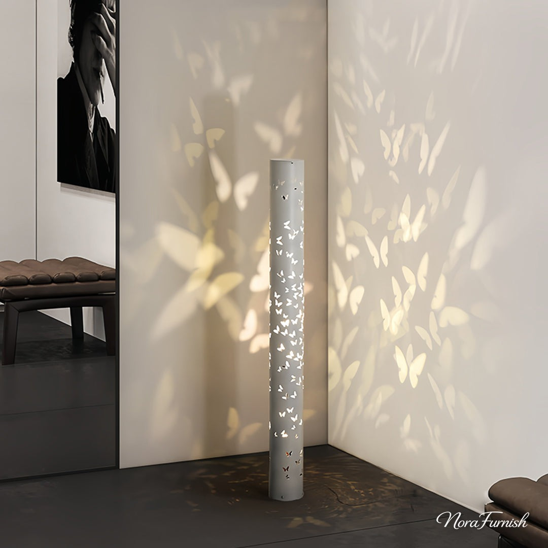 Butterfly Column Floor Lamp, Carved Projector Accent Light, view 4