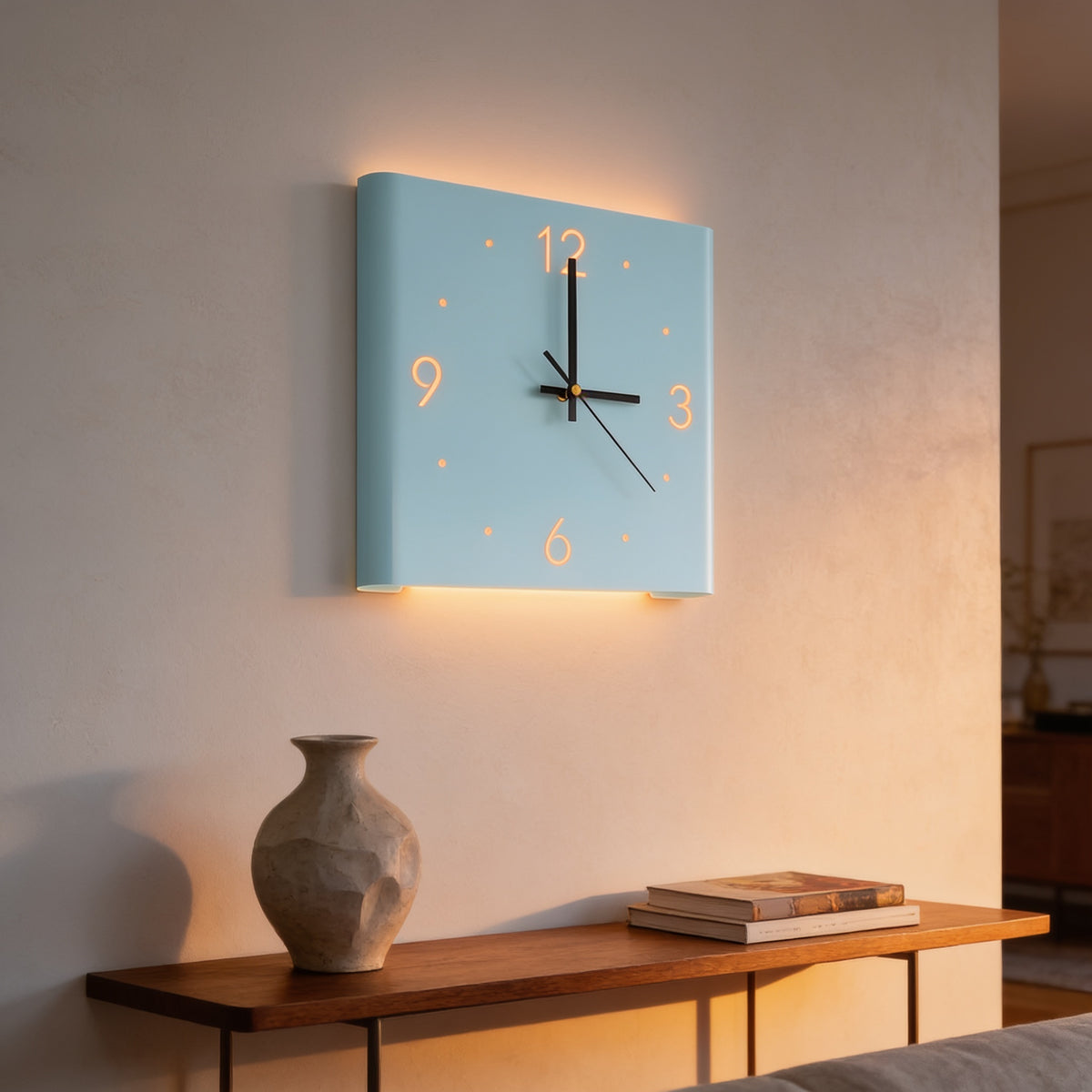Backlit Wall Clock Light, Blue, Single Sided