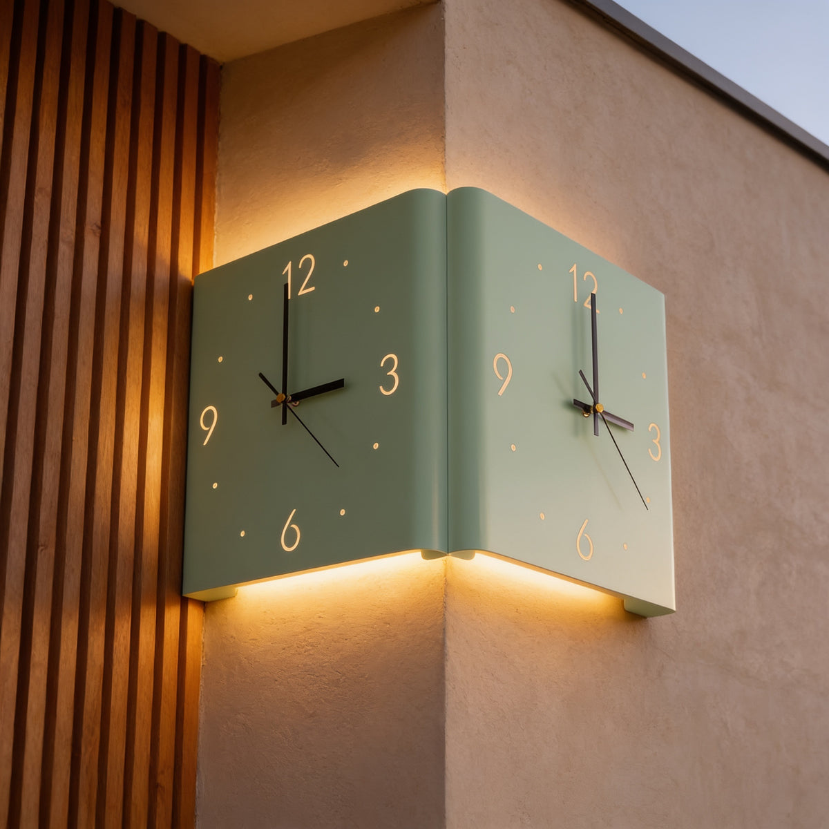 Backlit Wall Clock Light, Green, Foldable