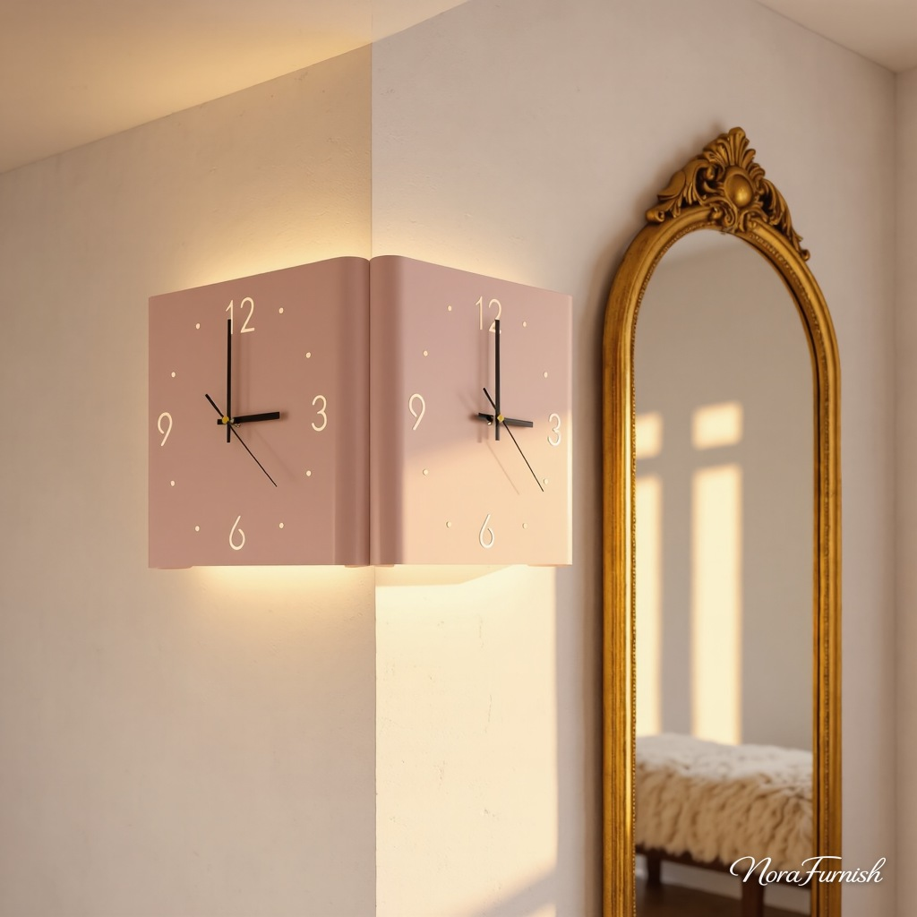 Backlit Wall Clock Light, Pink, Foldable