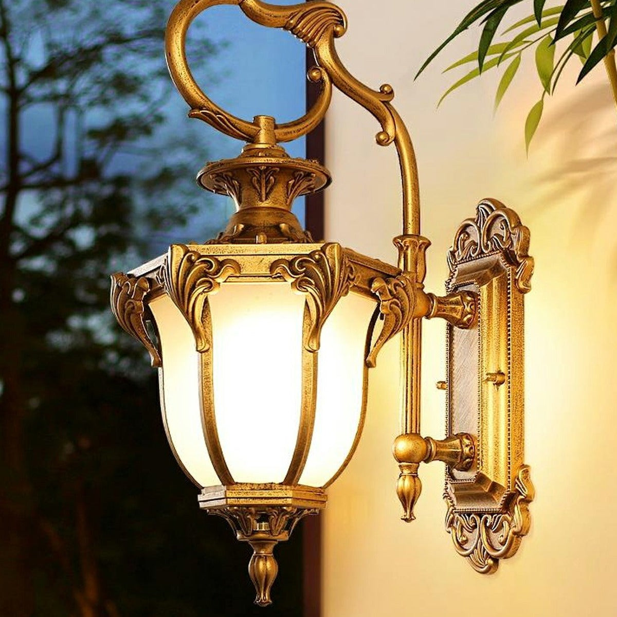 Baroque Palace Lantern Wall Light, Frosted Glass Porch Sconce