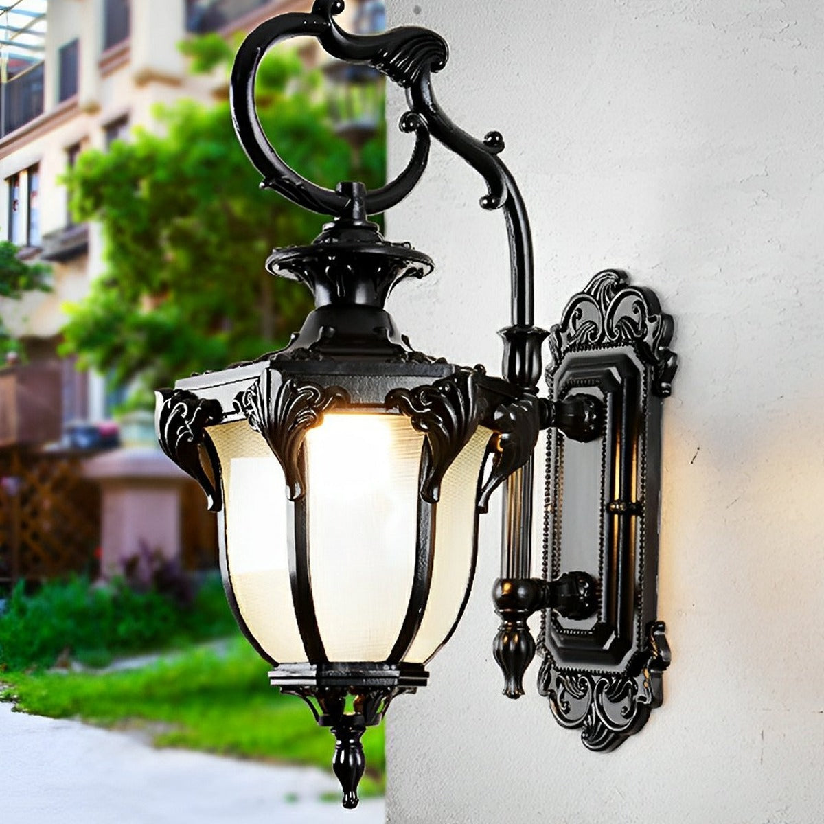 Baroque Palace Lantern Wall Light, Frosted Glass Porch Sconce 2