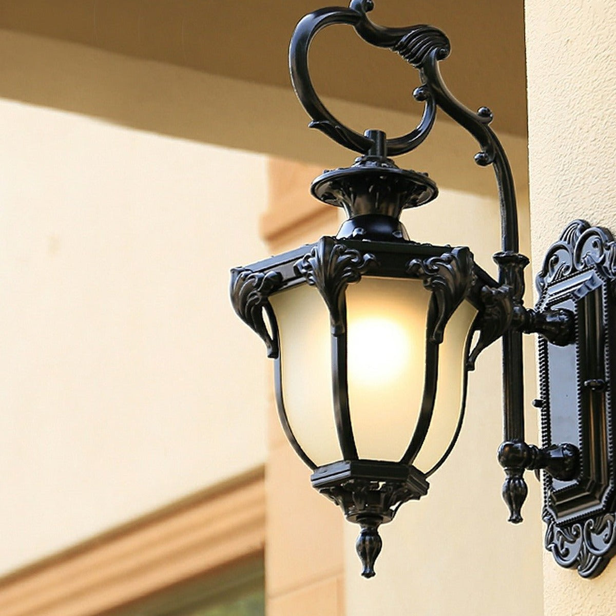 Baroque Palace Lantern Wall Light, Frosted Glass Porch Sconce 3