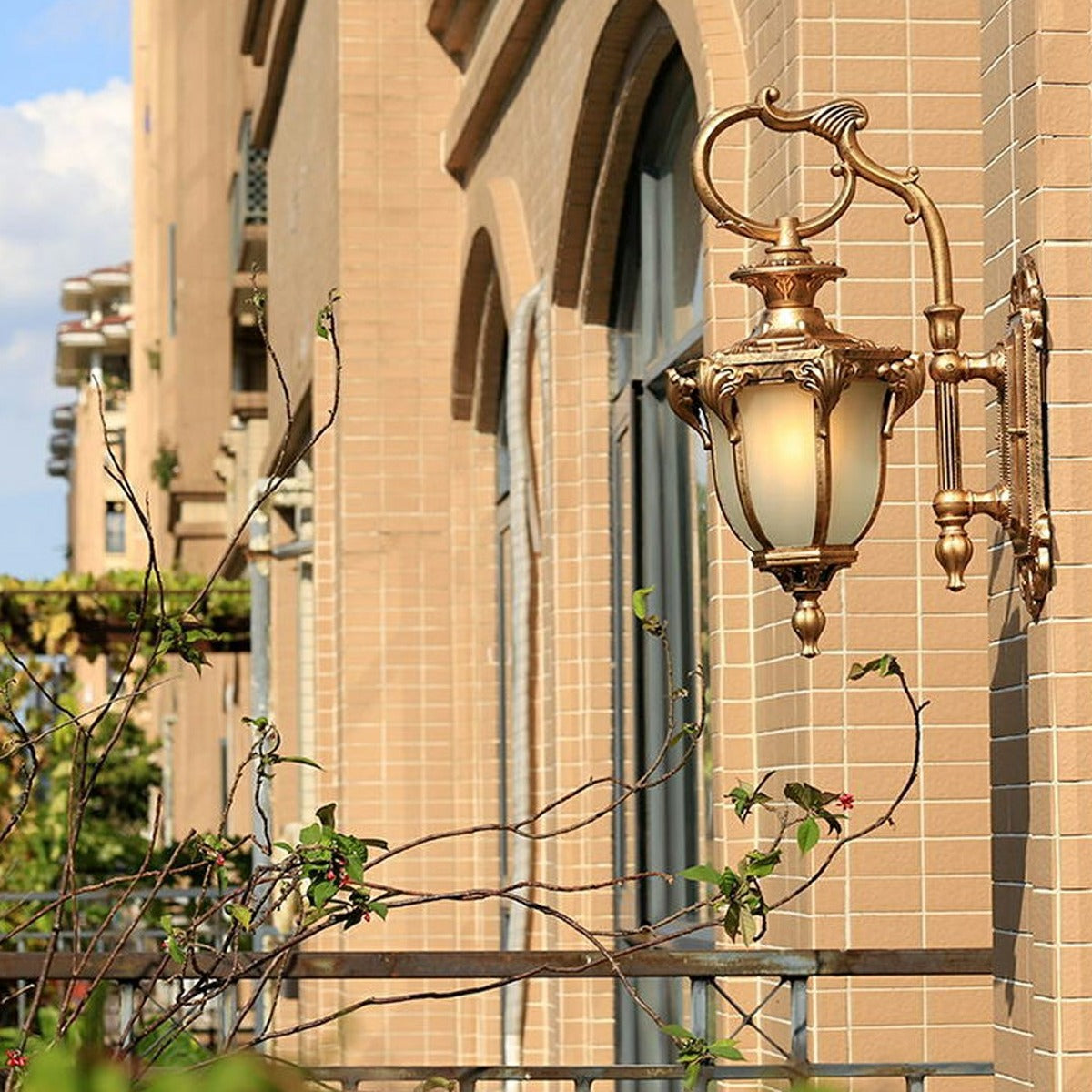 Baroque Palace Lantern Wall Light, Frosted Glass Porch Sconce 4