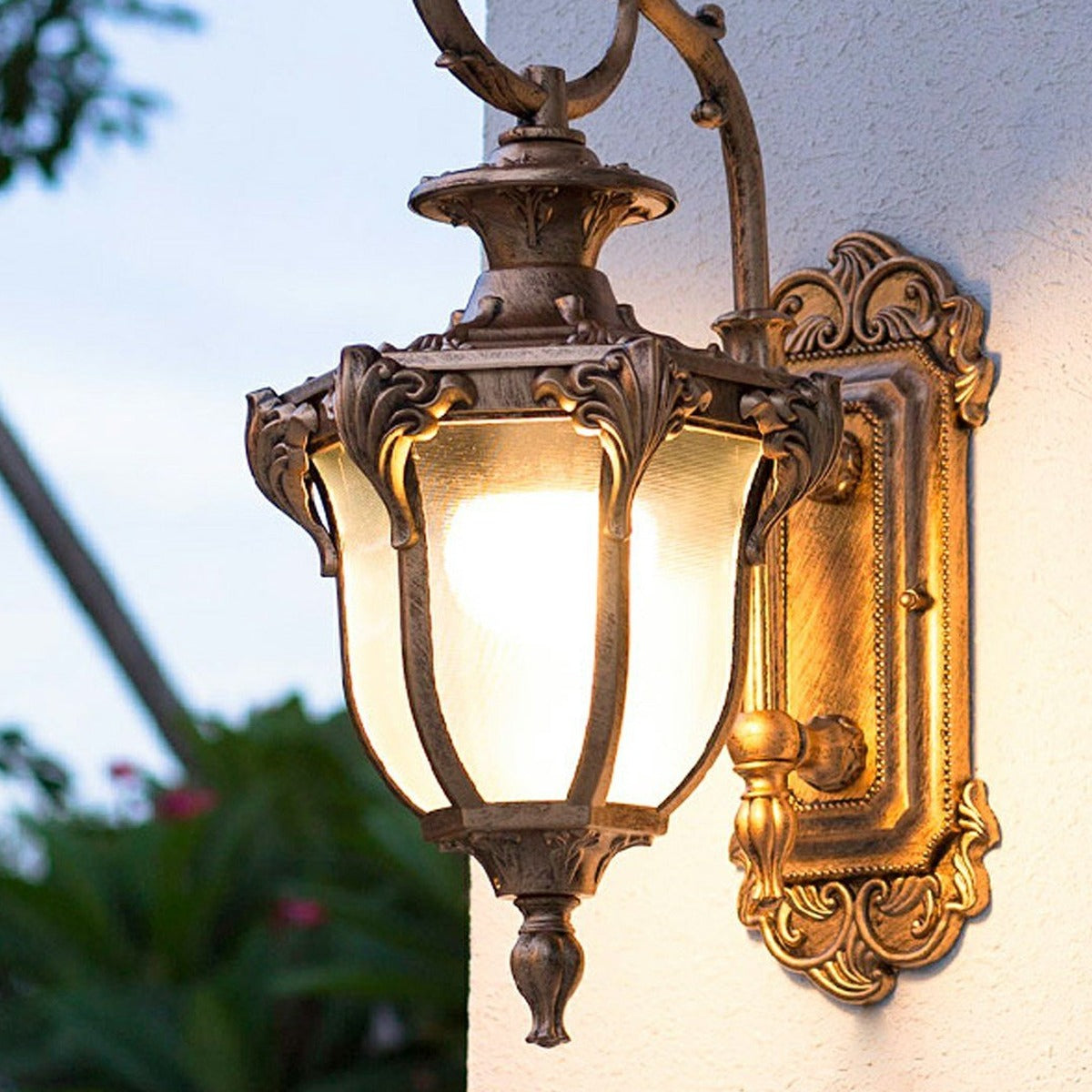 Baroque Palace Lantern Wall Light, Frosted Glass Porch Sconce 5