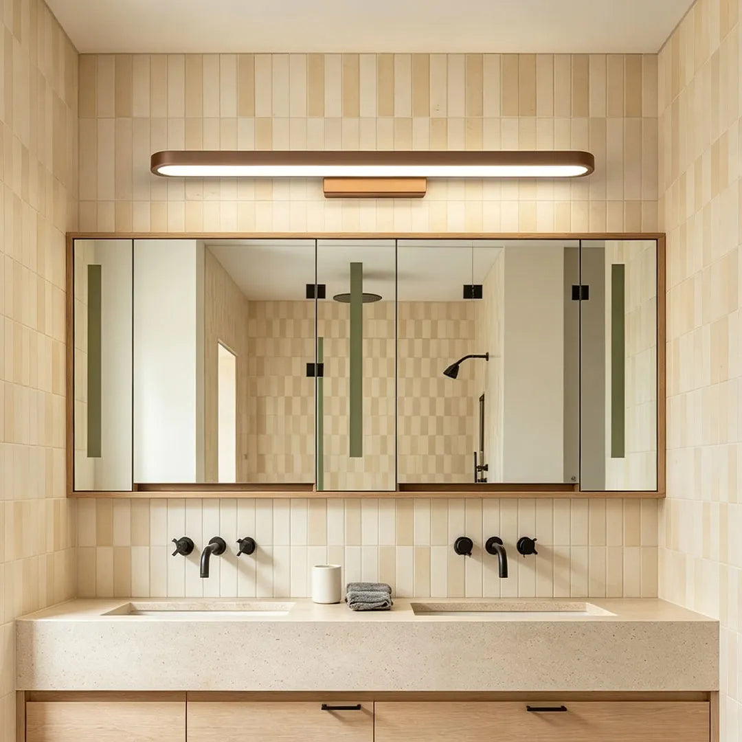 Continuous Loop Vanity Light, Aluminum Mirror Bar Light