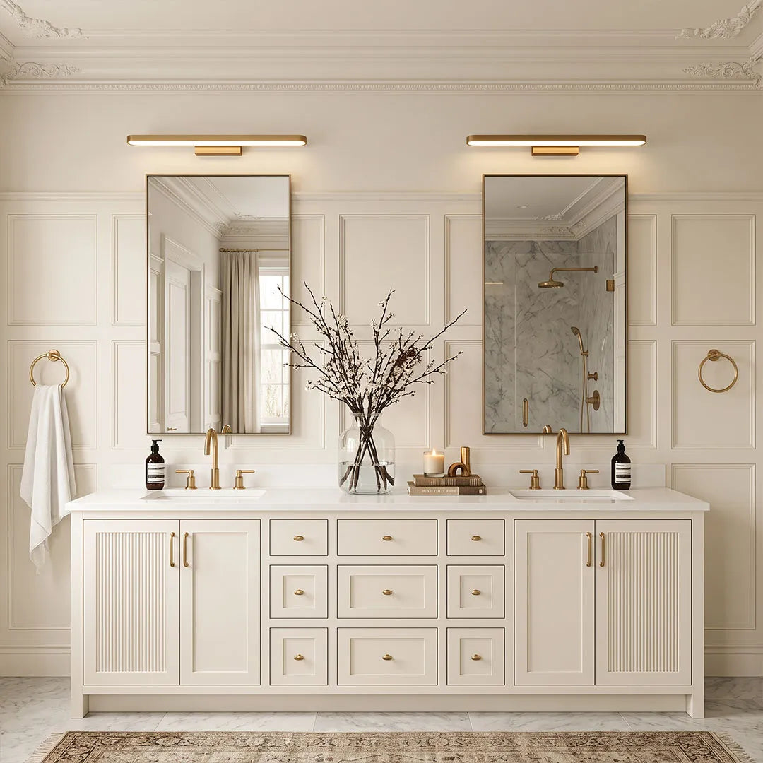 Continuous Loop Vanity Light, Aluminum Mirror Bar Light