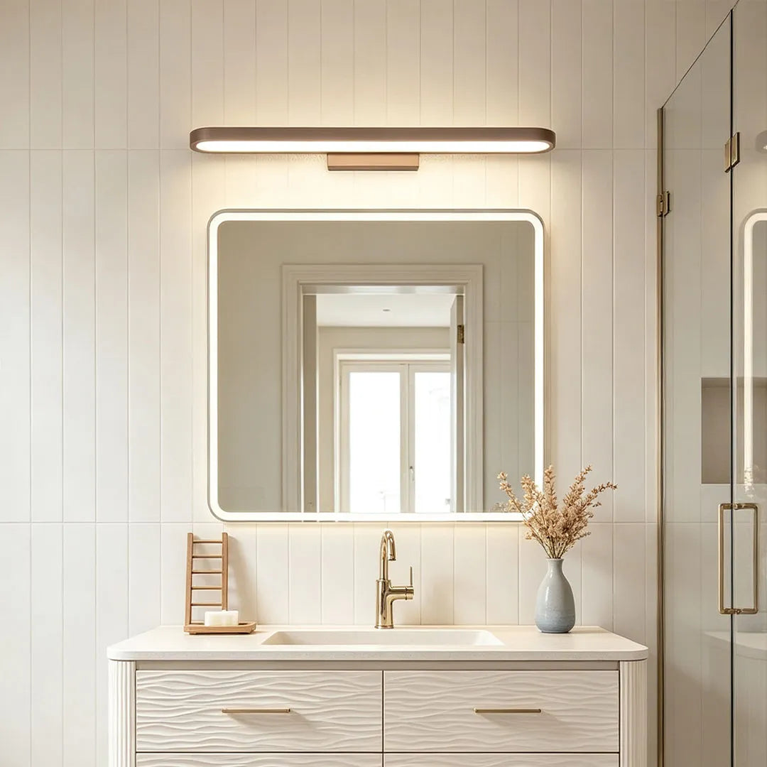 Continuous Loop Vanity Light, Aluminum Mirror Bar Light