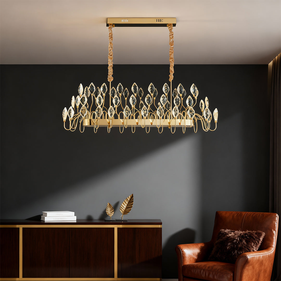 Crystal Plume Chandelier, Gold Iron French Ceiling Light 5