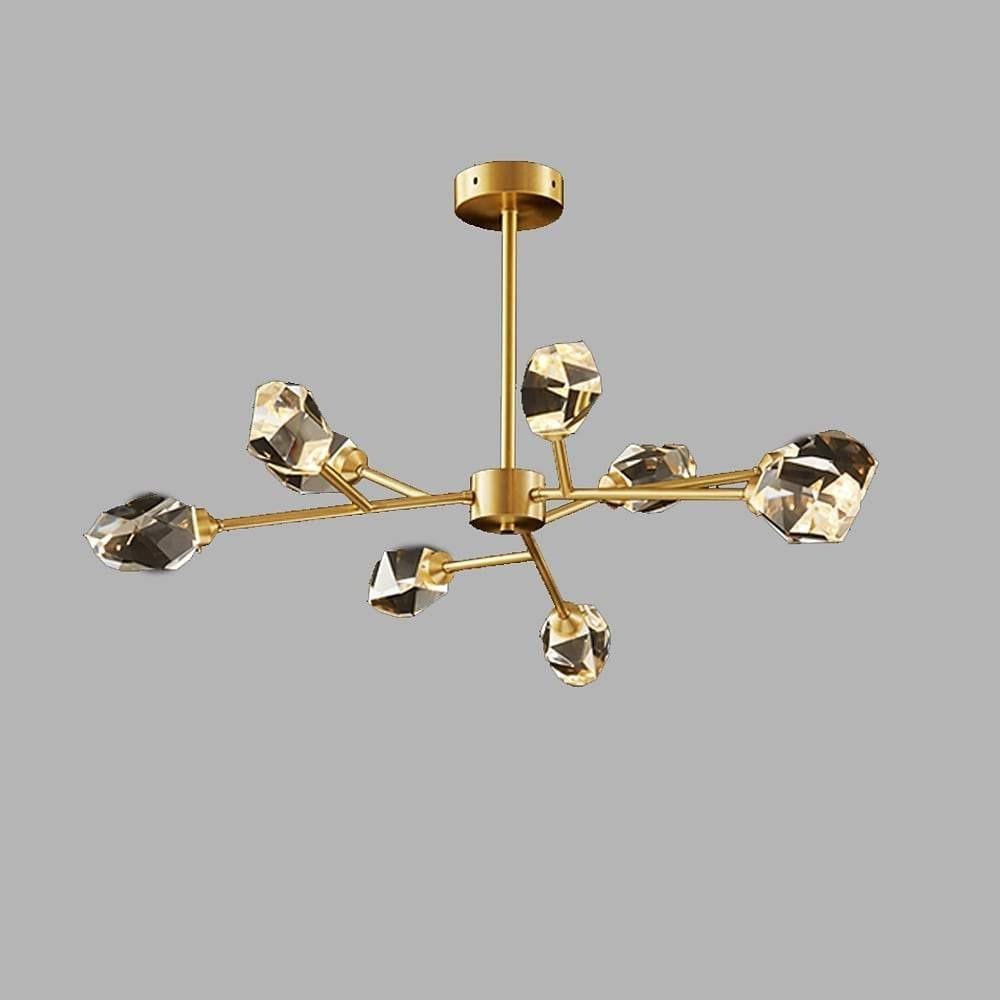 Faceted Crystal Sputnik Chandelier, Gold Metal Branch Ceiling Light 4