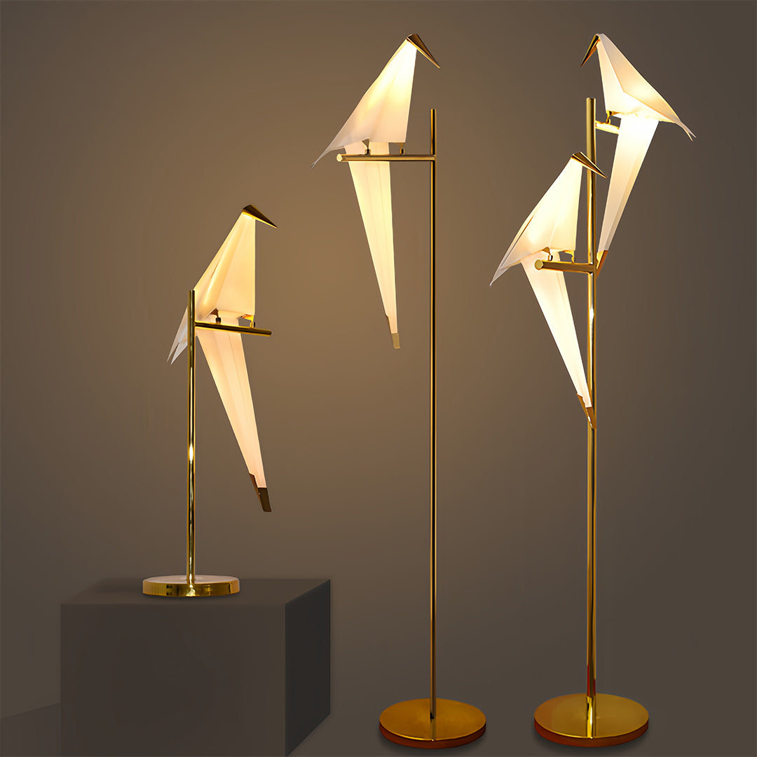 Origami Crane Bird Light, White Paper Fold LED Wall Sconce