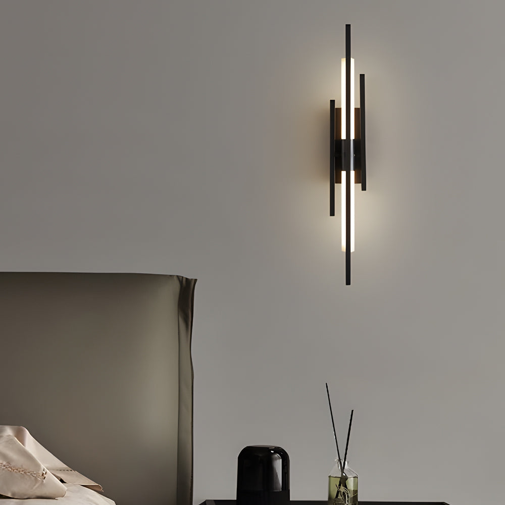 Twin Tube Wall Sconce, Black Gold or Copper Linear Light