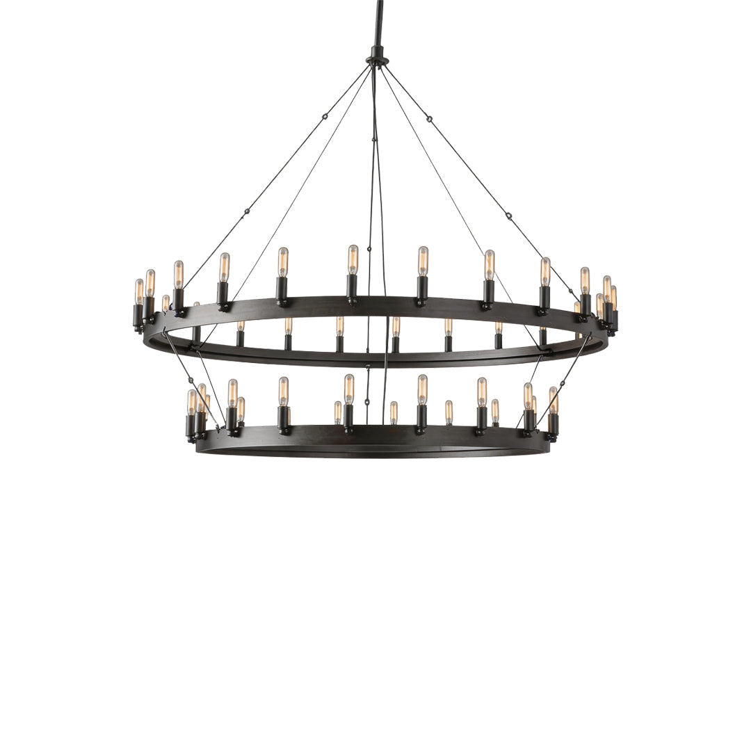 Rustic Iron Ring Candle Chandelier, Black Farmhouse Ceiling Light 11