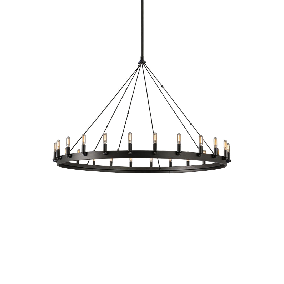 Rustic Iron Ring Candle Chandelier, Black Farmhouse Ceiling Light 9