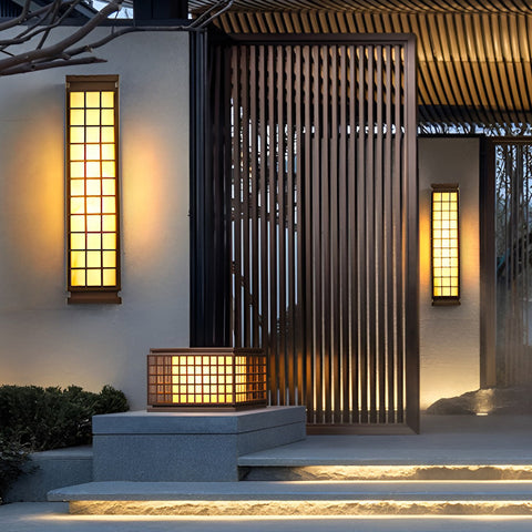 Classic Rectangle Wall Sconce, Black Marble Look Outdoor Light
